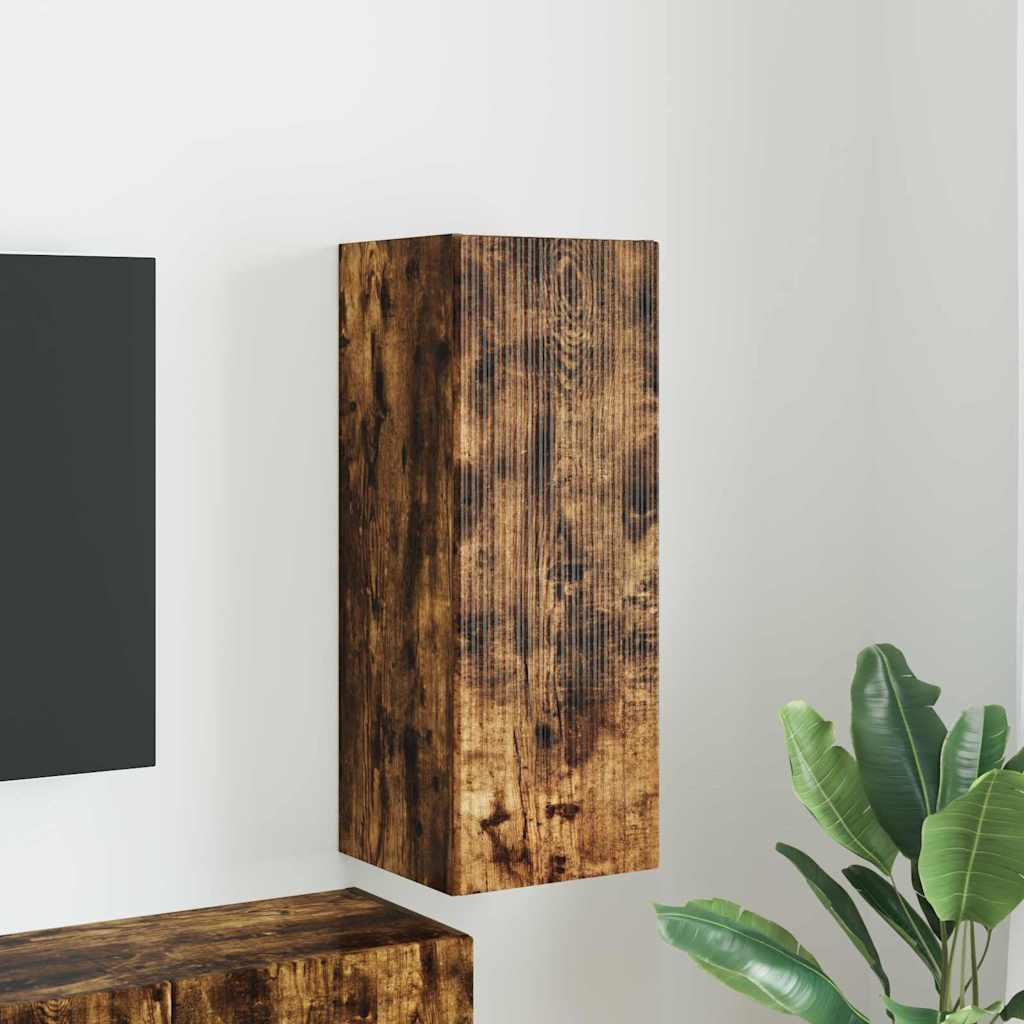 TV vægskab Vægmonteret Røget eg 30 x 31 x 80 cm Konstrueret træ billede
