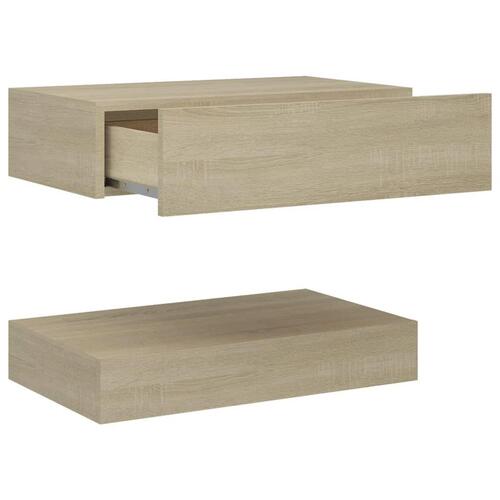 Sengebord 60x35 cm konstrueret træ sonoma-eg