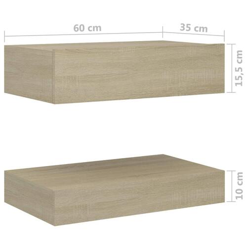 Sengebord 60x35 cm konstrueret træ sonoma-eg