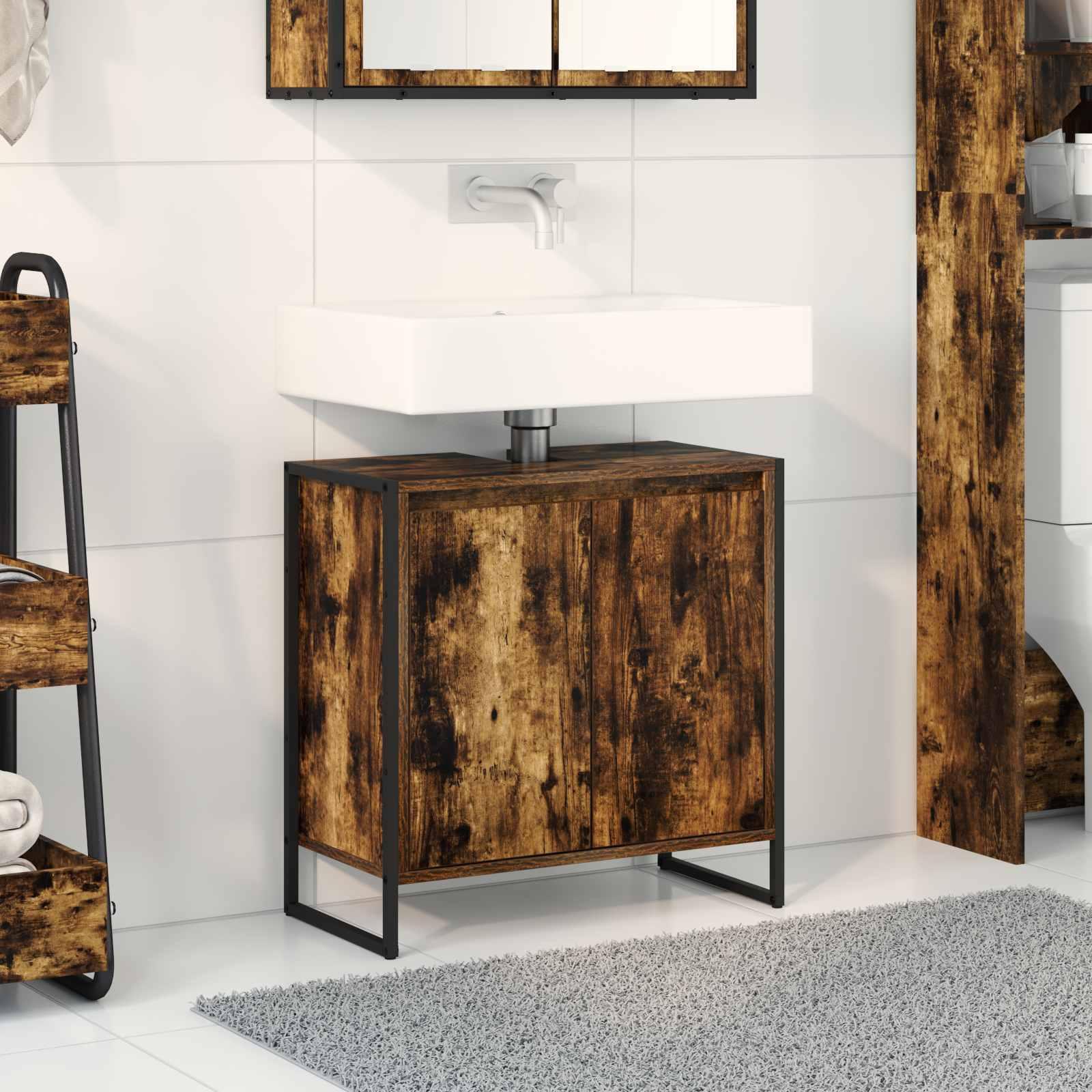 Badeværelsesskab Røget Eg 60 x 30 x 60 cm Konstrueret træ billede