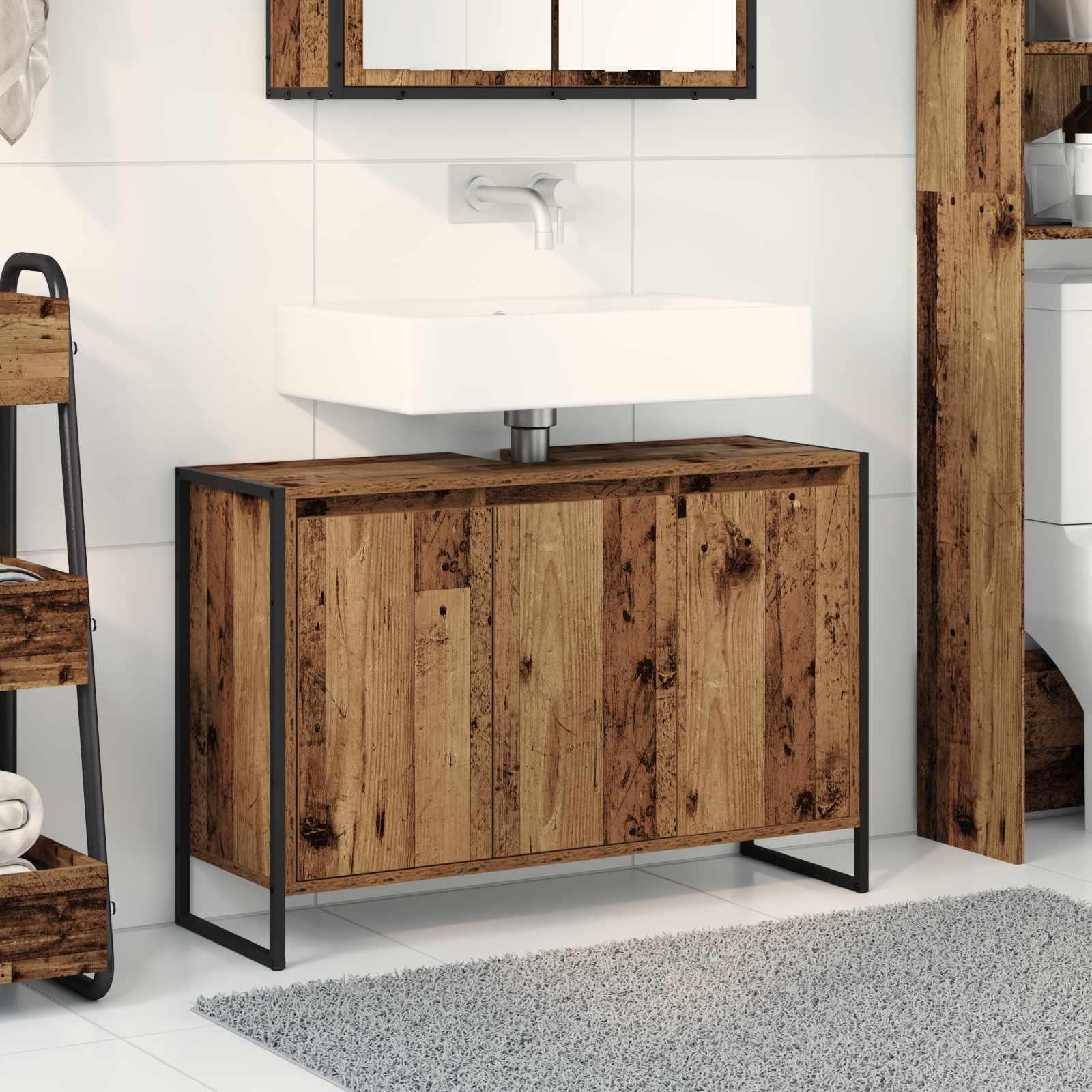 Badeværelsesskab Gammelt træ 90 x 30 x 60 cm Konstrueret træ billede