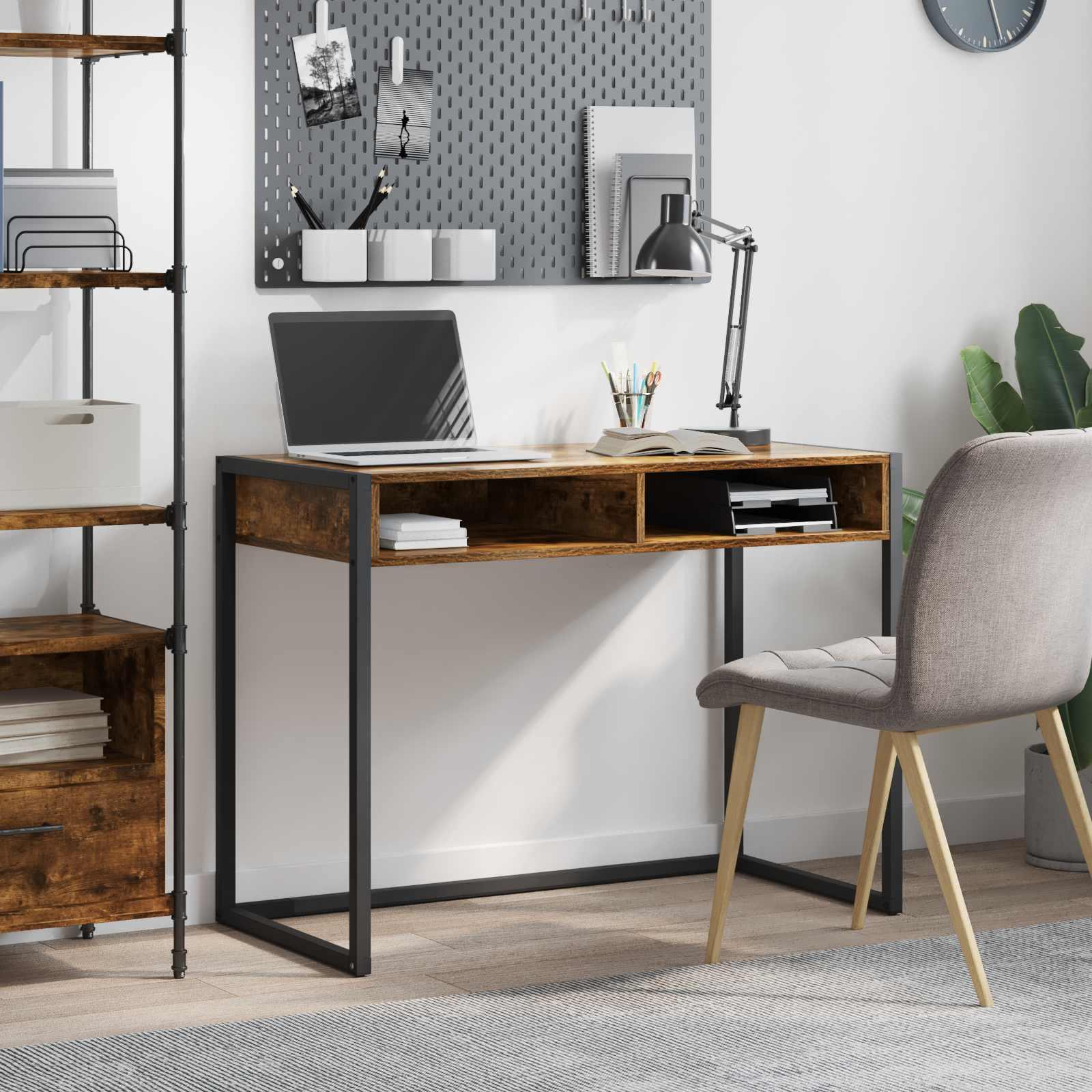 Bord med opbevaring Røget Eg 100 x 50 x 75 cm Konstrueret træ billede