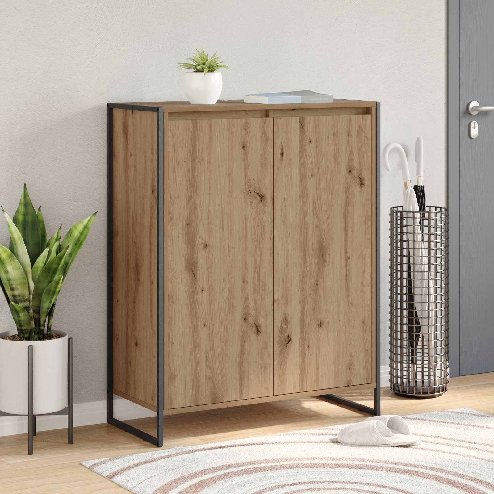Sko skab med dør Artisan eg 79 x 36 x 100 cm Konstrueret træ billede