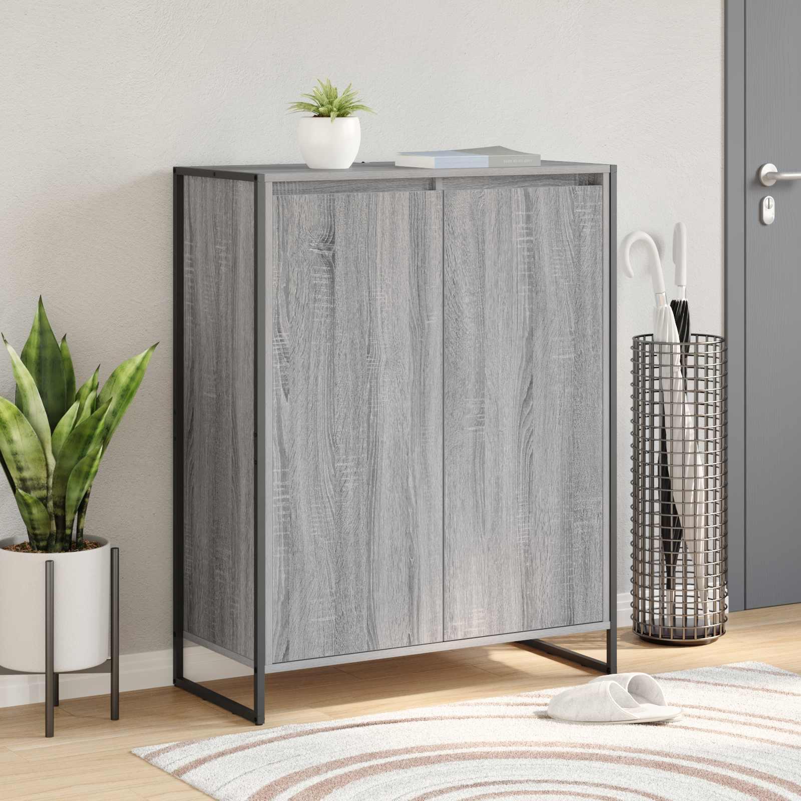 Sko skab med dør Grå Sonoma 79 x 36 x 100 cm Konstrueret træ billede