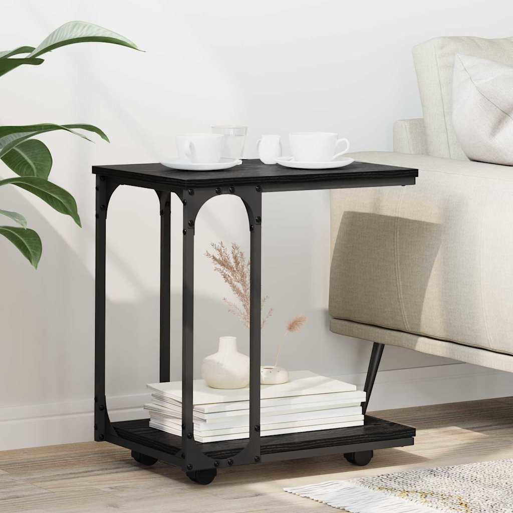 Sidebord med hylde Sort eg 50 x 35 x 55.5 cm Konstrueret træ billede