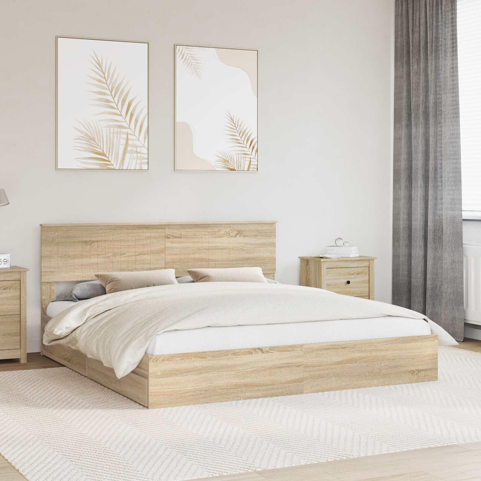 Opbevaringsseng Sonoma eg 180 x 200 cm Konstrueret træ billede