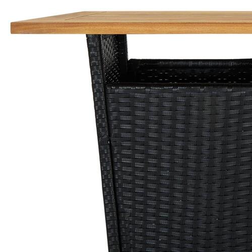 Barsæt til haven 5 dele med hynder polyrattan sort