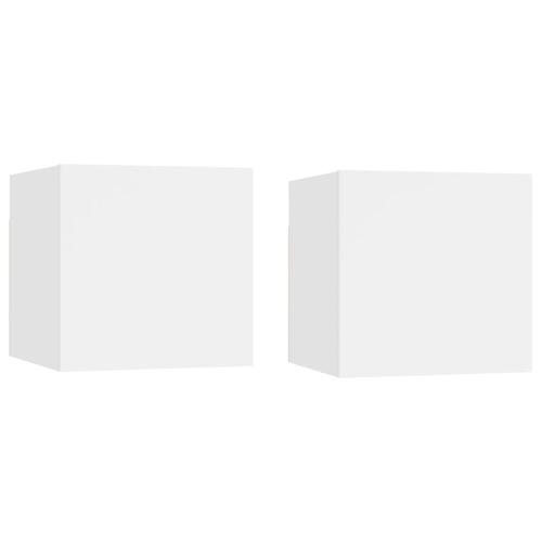 Sengeskabe 2 stk. 30,5x30x30 cm hvid