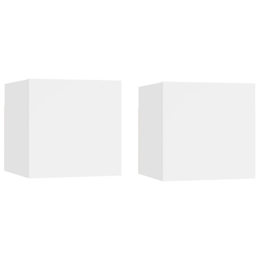 Sengeskabe 2 stk. 30,5x30x30 cm hvid