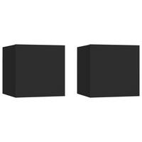 Sengeskabe 2 stk. 30,5x30x30 cm spånplade sort
