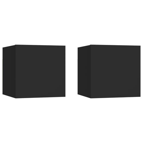 Sengeskabe 2 stk. 30,5x30x30 cm spånplade sort