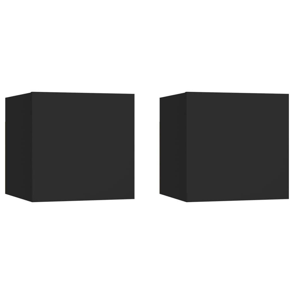 Sengeskabe 2 stk. 30,5x30x30 cm spånplade sort