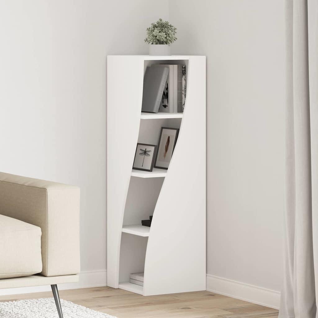 Hjørneskab Hvid 32x32x102cm Konstrueret træ billede