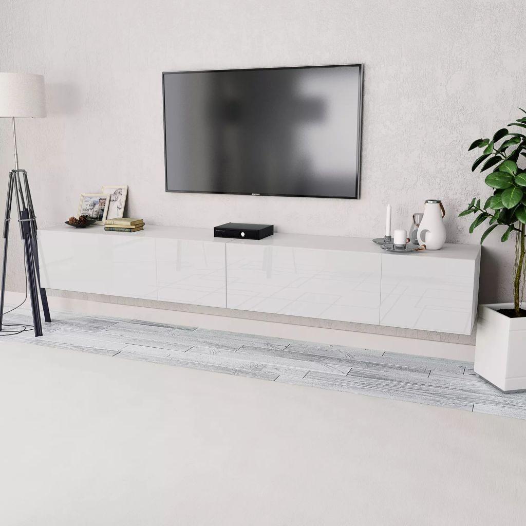 Tv-borde 2 stk. 120x40x34 cm konstrueret træ hvid højglans