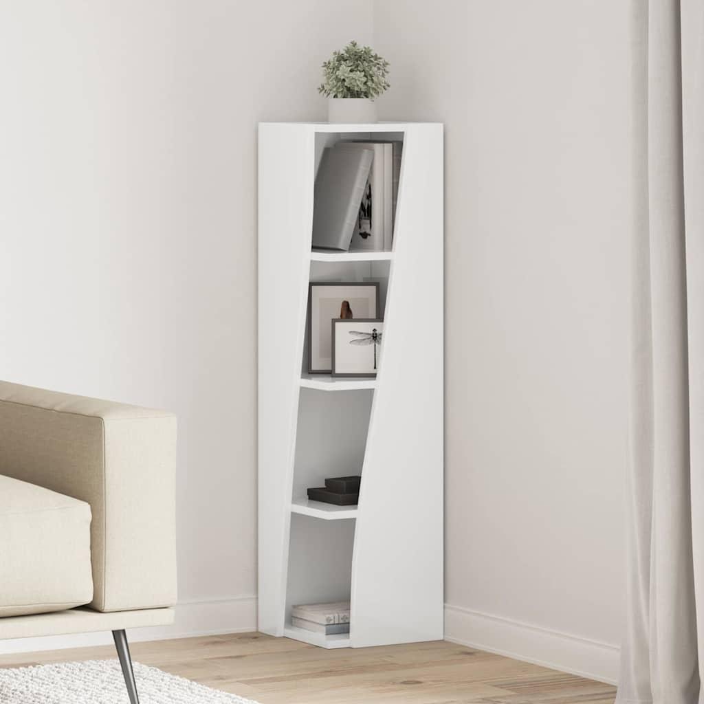 Hjørneskab Hvid 27,5x27x102cm Konstrueret træ billede