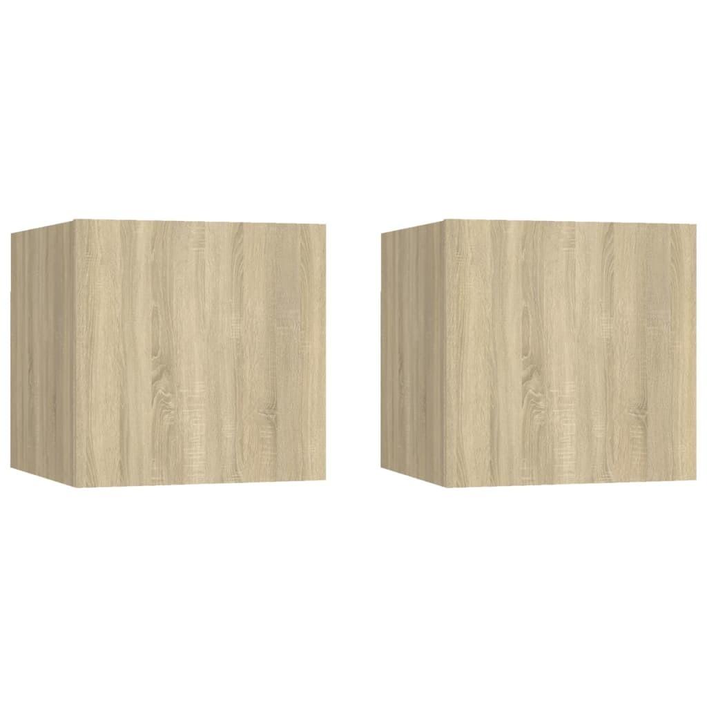 Sengeskabe 2 stk. 30,5x30x30 cm sonoma-eg