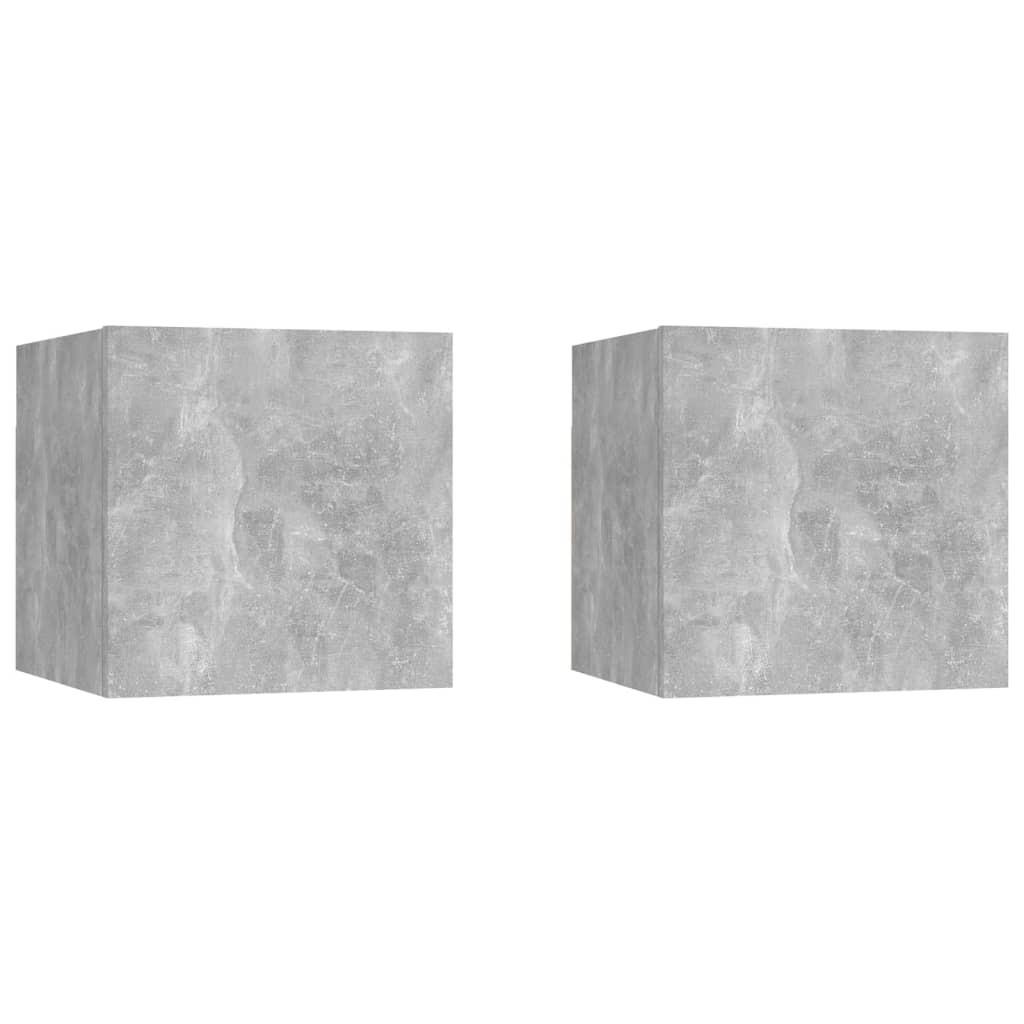 Sengeskabe 2 stk. 30,5x30x30 cm konstrueret træ betongrå