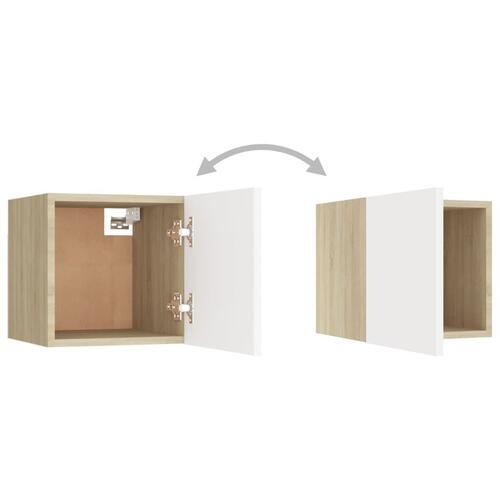 Sengeskab 30,5x30x30 cm spånplade hvid og sonoma-eg