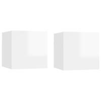 Sengeskabe 2 stk. 30,5x30x30 cm spånplade hvid højglans
