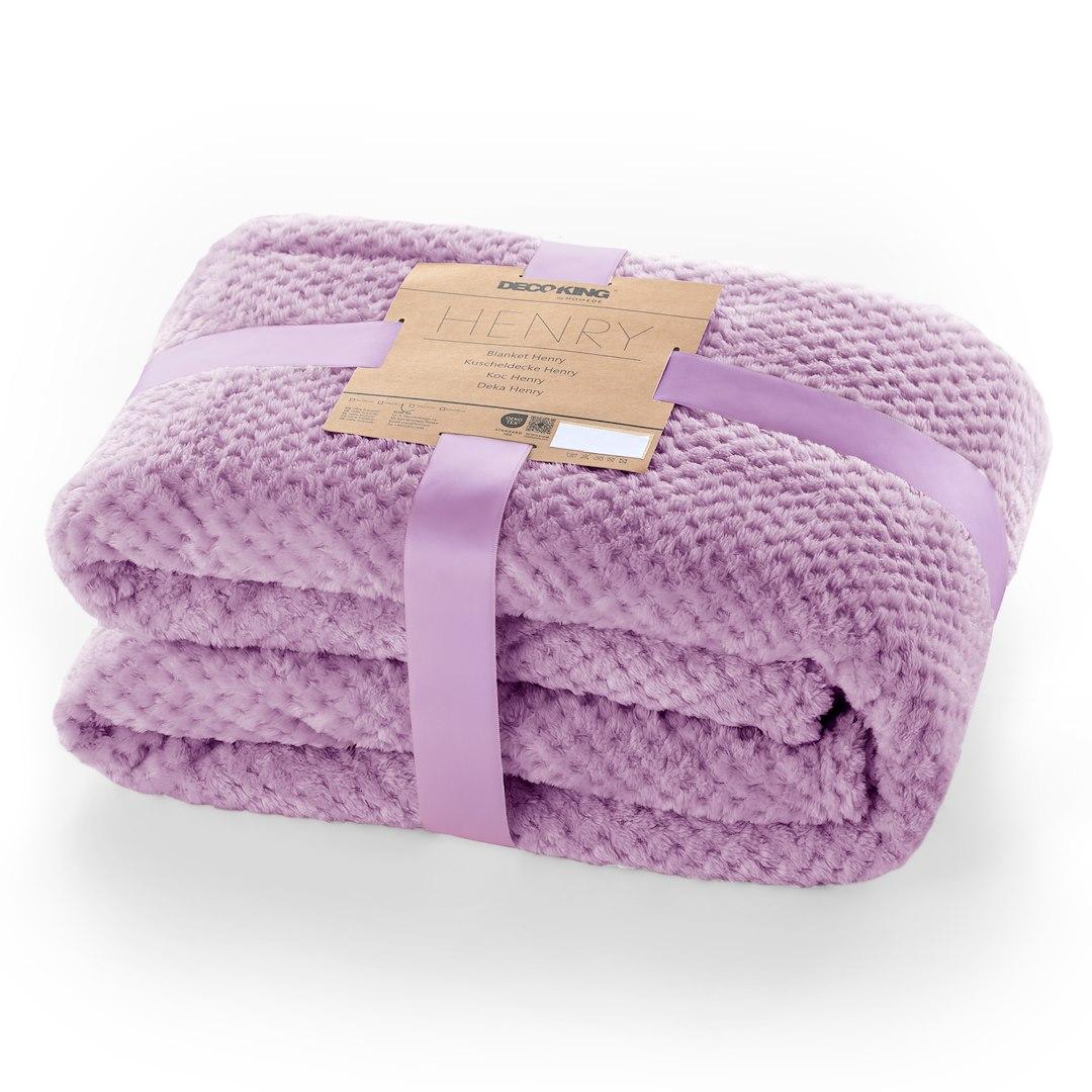Plaid tæppe DecoKing Henry - lilla, jacquard-præget, 170×210 cm billede