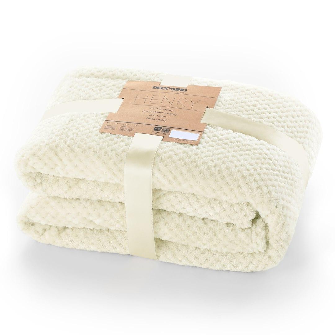 Plaid/tæppe DecoKing Henry - creme, jacquard, 220×240 cm billede