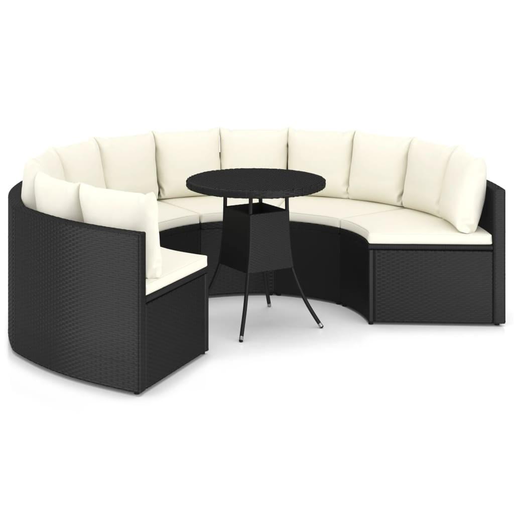 Sofasæt til haven 7 dele med hynder polyrattan sort billede