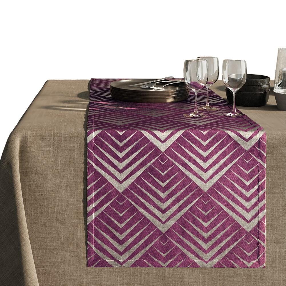 Dug 140x180 cm - AmeliaHome PIRAMIDES, violet med geometrisk motiv billede