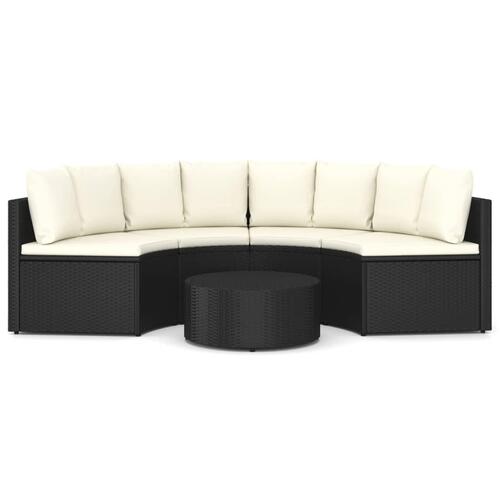 Sofasæt til haven 5 dele med hynder polyrattan sort