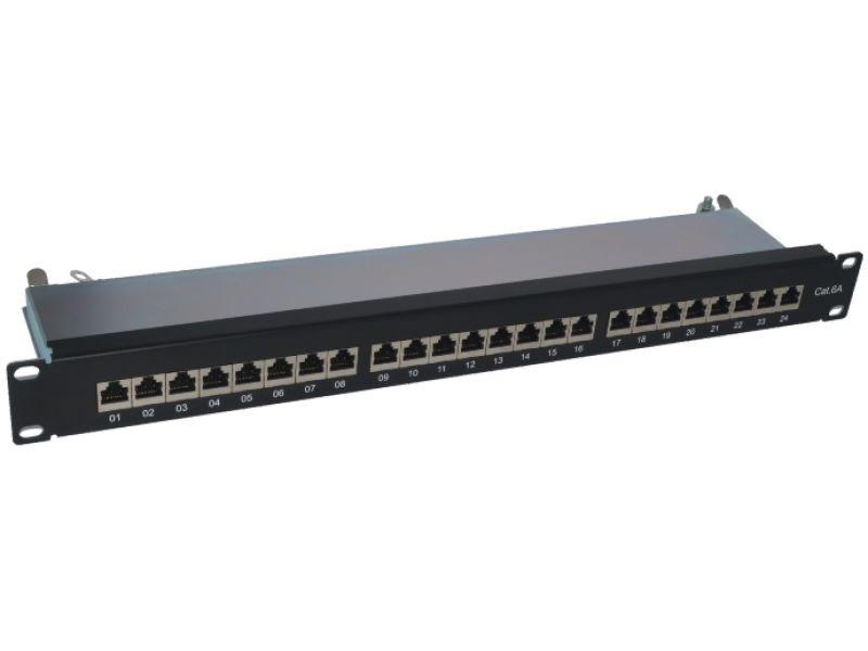 Patchpanel 19" 1U – Alantec STP Cat6a, 24 porte, RJ45 LSA billede