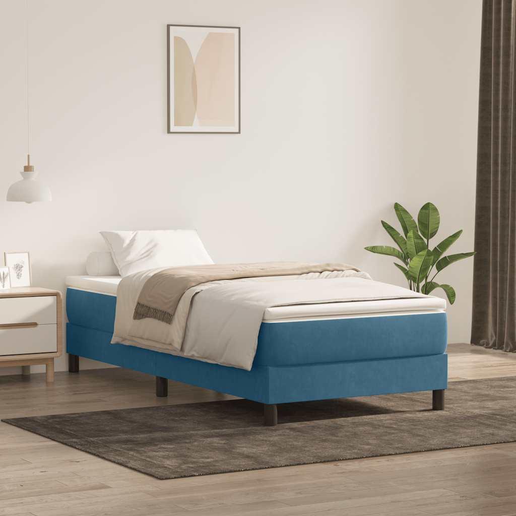 Kontinentalseng uden madras 100x220 cm fløjl mørkeblå billede