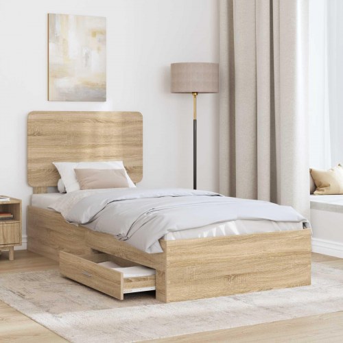 Sengestel med opbevaring 90 x 200 cm - Sonoma eg