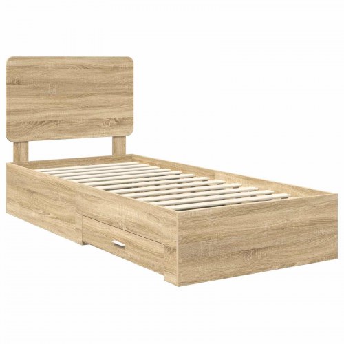 Sengestel med opbevaring 90 x 200 cm - Sonoma eg