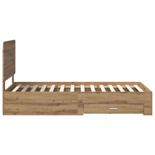 Opbevaringssengestel med hovedgavl 100 x 200 cm - artisan egetræ