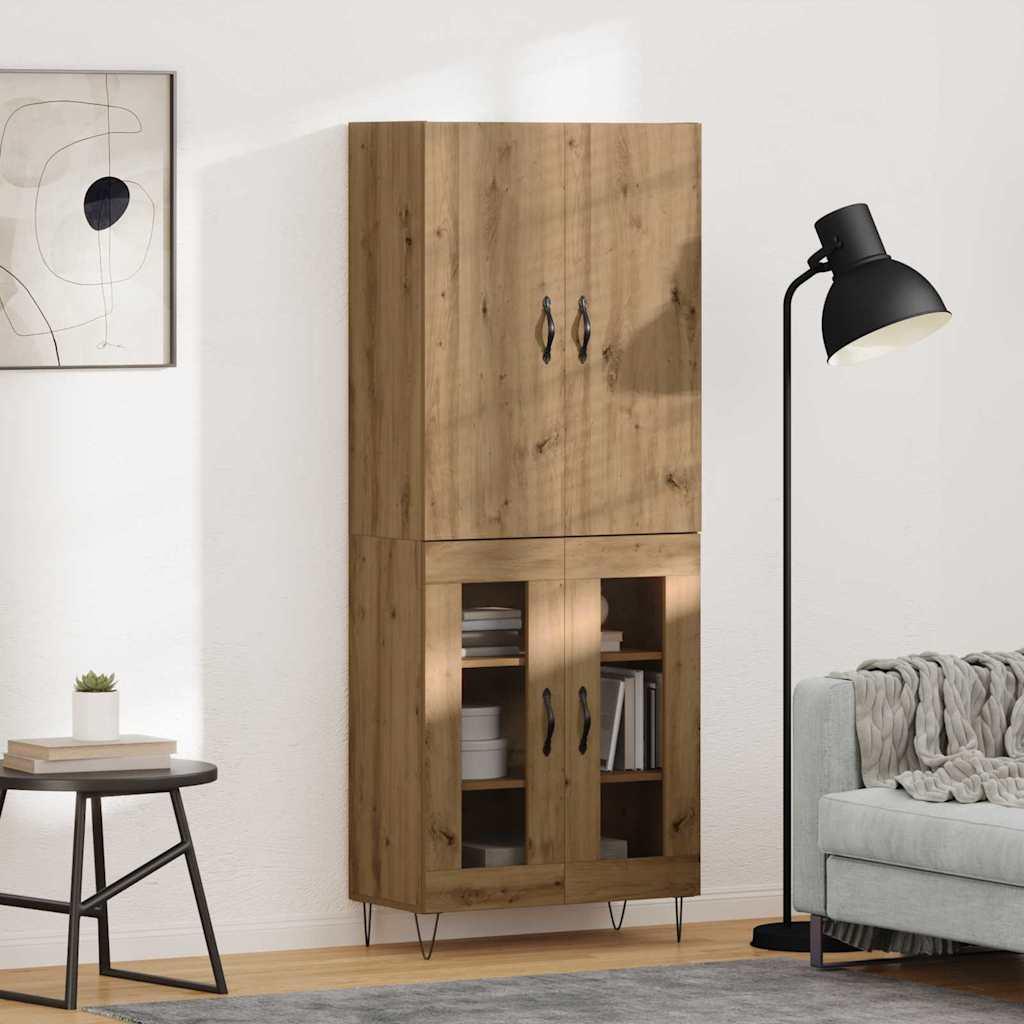 Highboard 2 stk Artisan Egetræ Konstrueret træ og glas billede