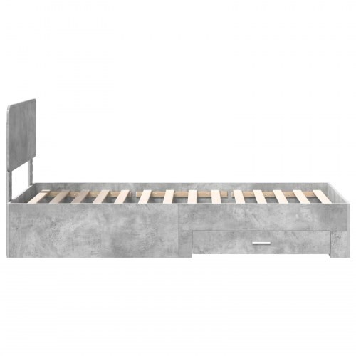 Sengestel med skuffe i beton grå 90 x 190 cm - konstrueret træ