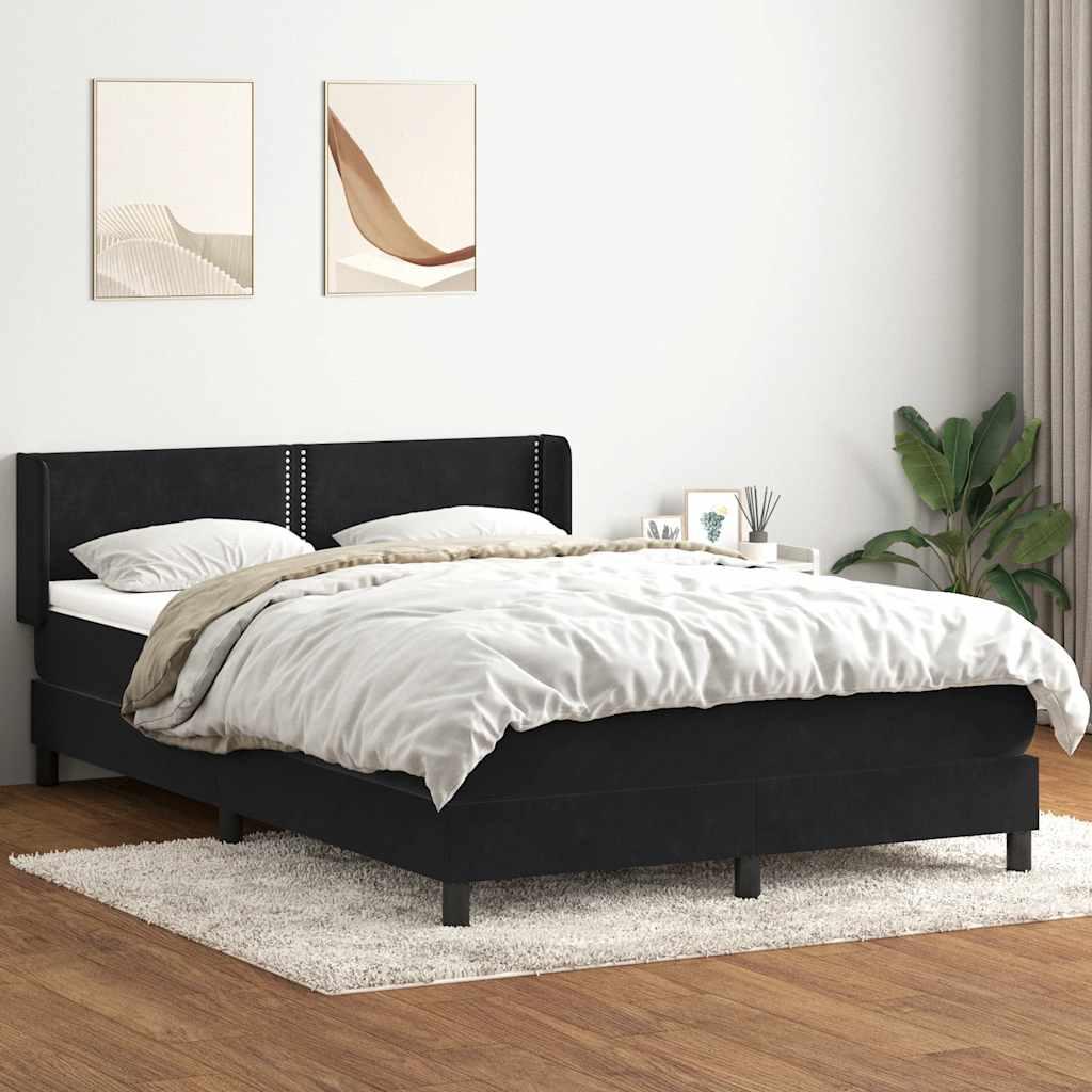 Kontinentalseng med madras 160×210 cm - fløjl, sort