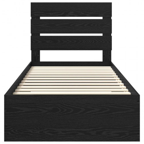 Sengestel med skuffeopbevaring - sort eg 90 x 190 cm