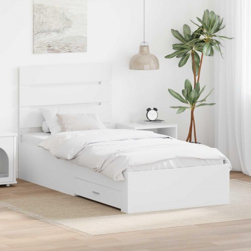 Sengestel med skuffeopbevaring 90 x 190 cm - hvid