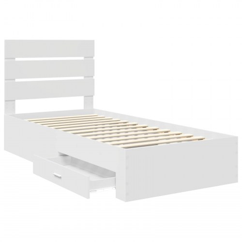 Sengestel med skuffeopbevaring 90 x 190 cm - hvid