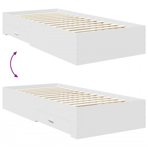 Sengestel med skuffeopbevaring 90 x 190 cm - hvid