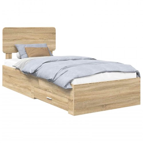 Sengestel med opbevaring - sonoma eg 100 x 200 cm
