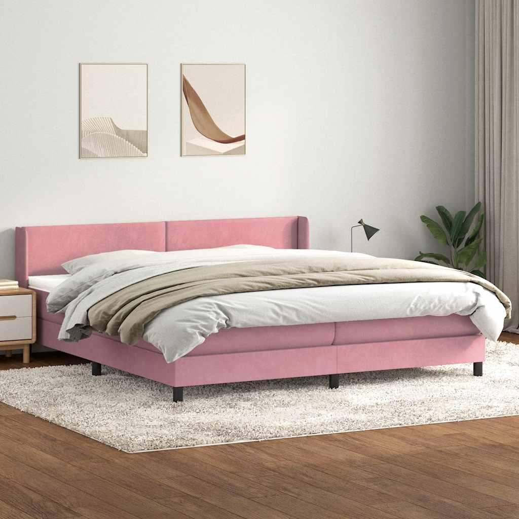 Kontinentalseng med pocketmadras 180×210 cm - fløjl, lyserød billede