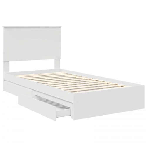 Opbevaringsseng med skuffe Hvid 100 x 200 cm Konstrueret træ