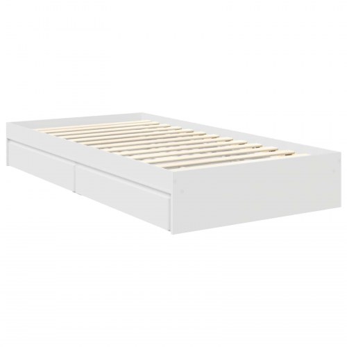 Opbevaringsseng med skuffe Hvid 100 x 200 cm Konstrueret træ