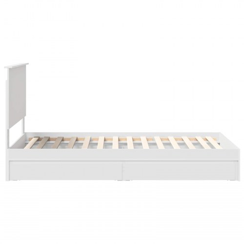 Opbevaringsseng med skuffe Hvid 100 x 200 cm Konstrueret træ