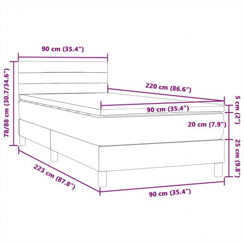 Kontinentalseng med madras i fløjl - lyserød 90 × 220 cm