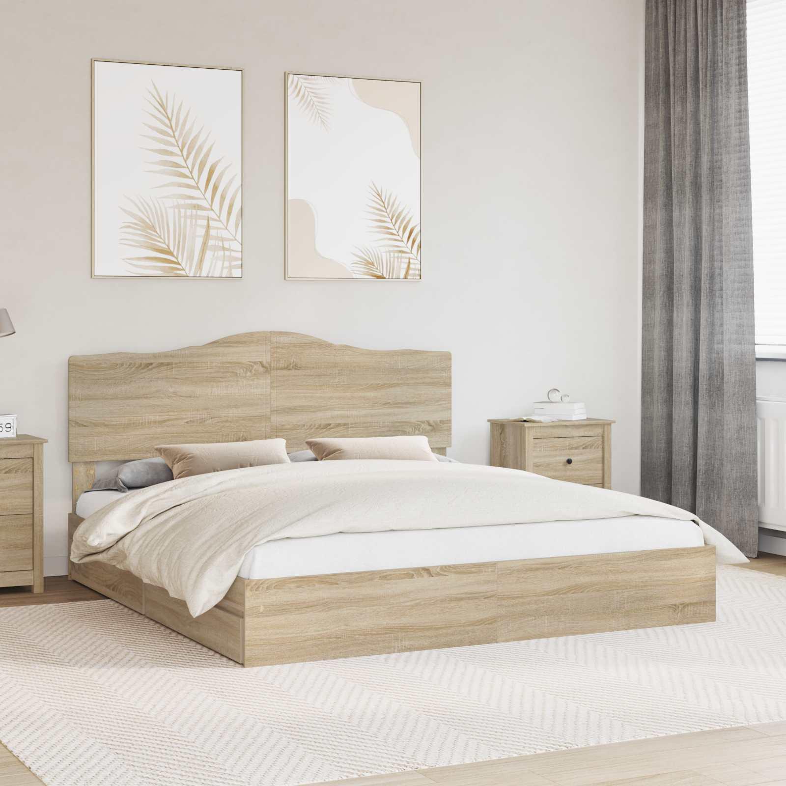 Opbevaringsseng Sonoma eg 180 x 200 cm Konstrueret træ billede