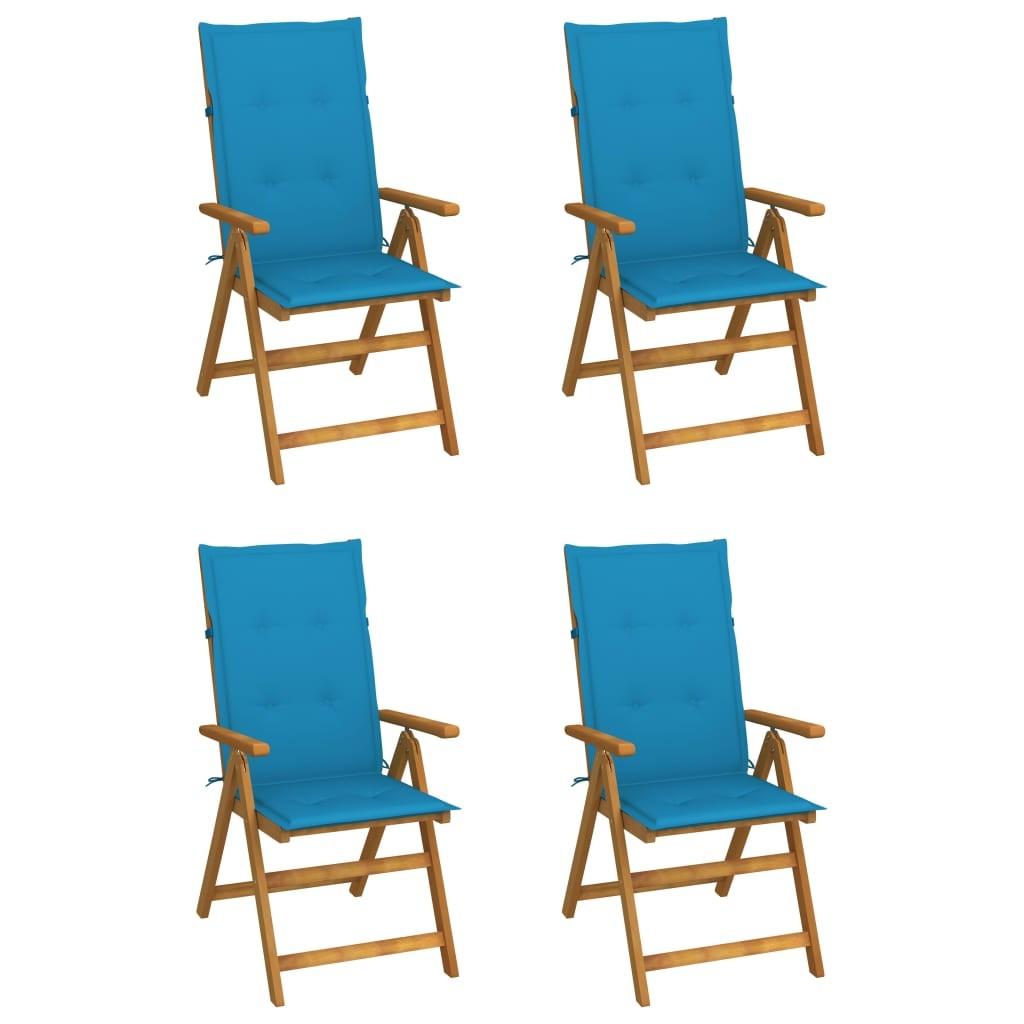 Lænestole til haven 4 stk. med hynder massivt akacietræ