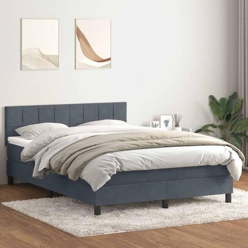 Kontinentalseng med madras 160x210 cm - fløjl, mørkegrå