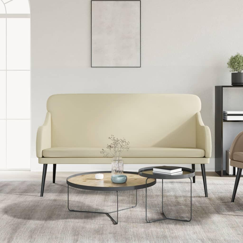 Bænk 110x76x80 cm kunstlæder cremefarvet billede
